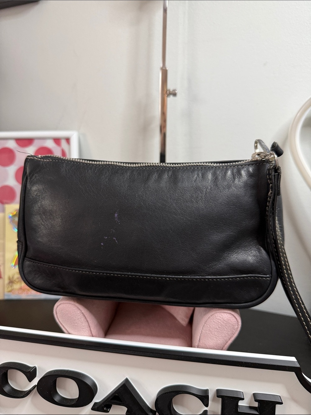 Coach Vintage Black Leather Hamptons Demi Pouch - Picture 3 of 10